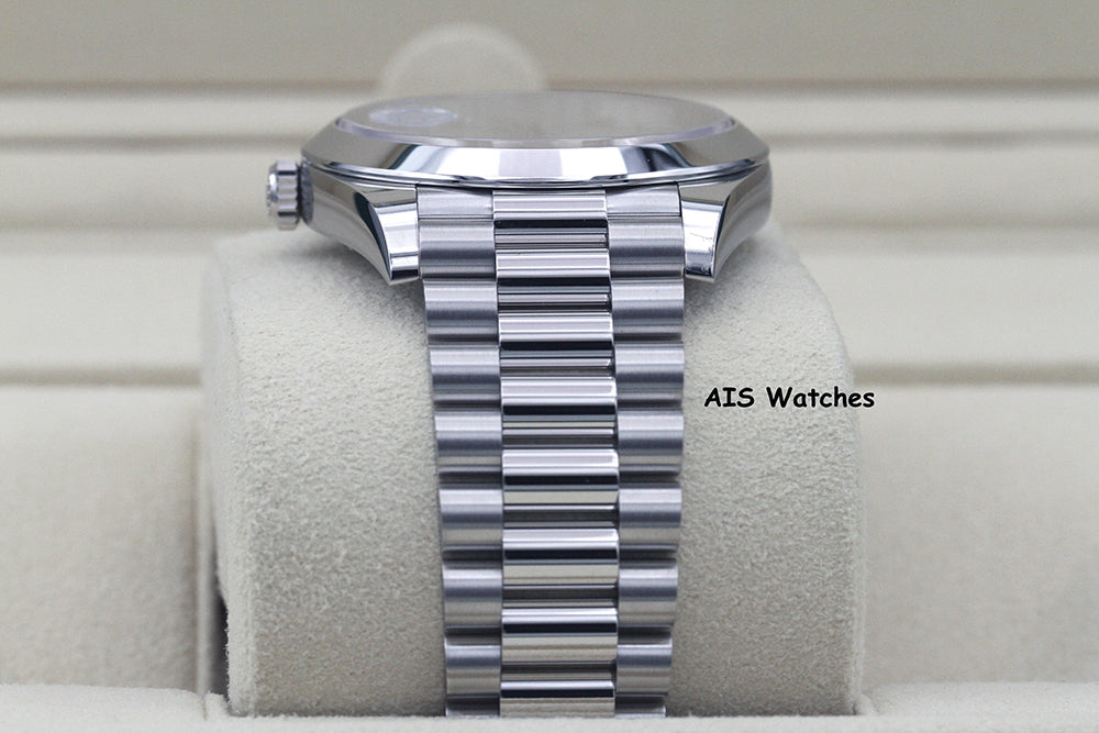BNIB Rolex 228206 DayDate 40MM DD40 Platinum Meteorite Diamond Baguette Dial