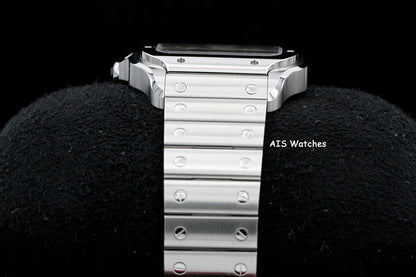 Cartier Santos De Cartier Large Steel WSSA0076 Dual Time GMT Grey Dial Box & Papers