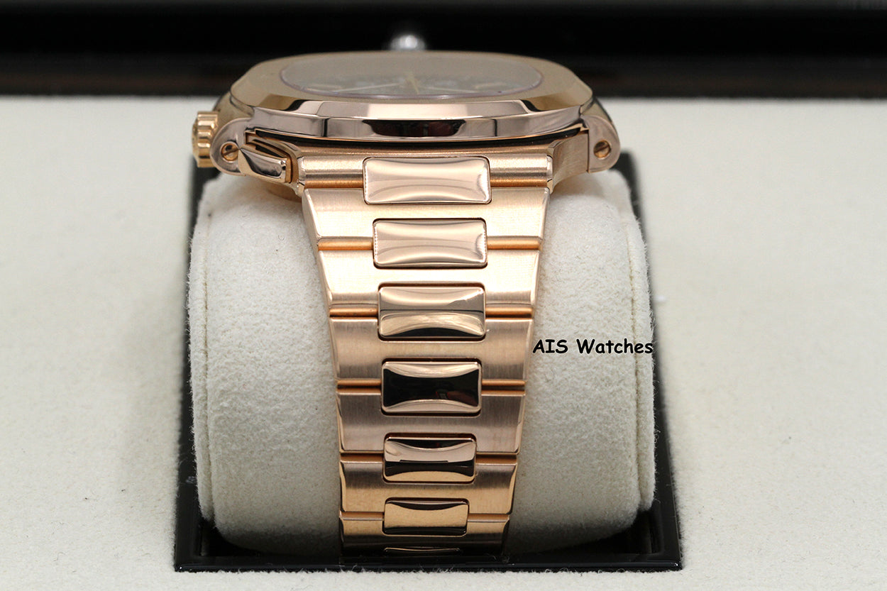 Patek Philippe Nautilus 5980/1R Chronograph 18K Rose Gold Black Dial Box & Papers