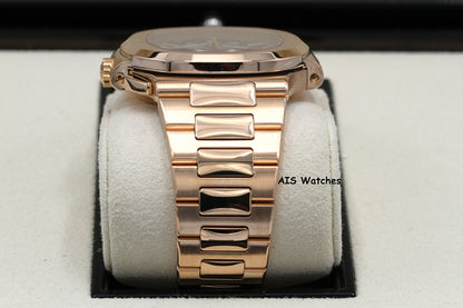 Patek Philippe Nautilus 5980/1R Chronograph 18K Rose Gold Black Dial Box & Papers