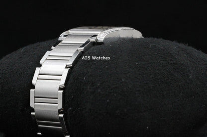 Cartier Tank Francaise W4TA0009 Medium Diamond Bezel Quartz Silver Dial B&P