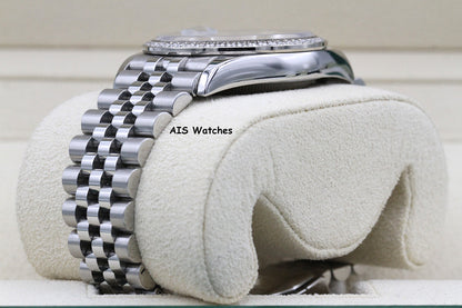 Rolex Datejust 36MM 126284RBR Diamond Bezel Jubilee Palm Green Dial B&P