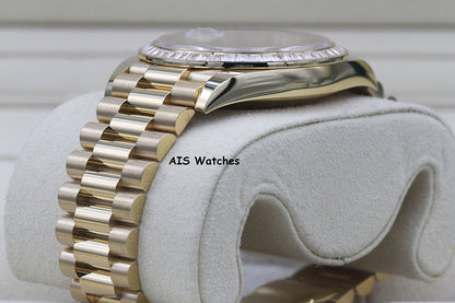 BNIB Rolex 228398TBR DayDate 40 18K YG Champagne Baguette Diamond Dial / Bezel