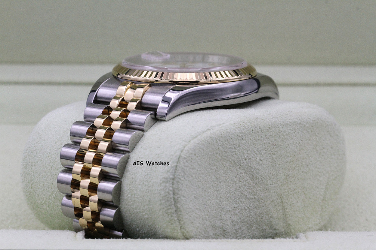 Rolex 116233 DateJust 36MM 18K YG/SS White Roman Dial Jubilee Bracelet B&P