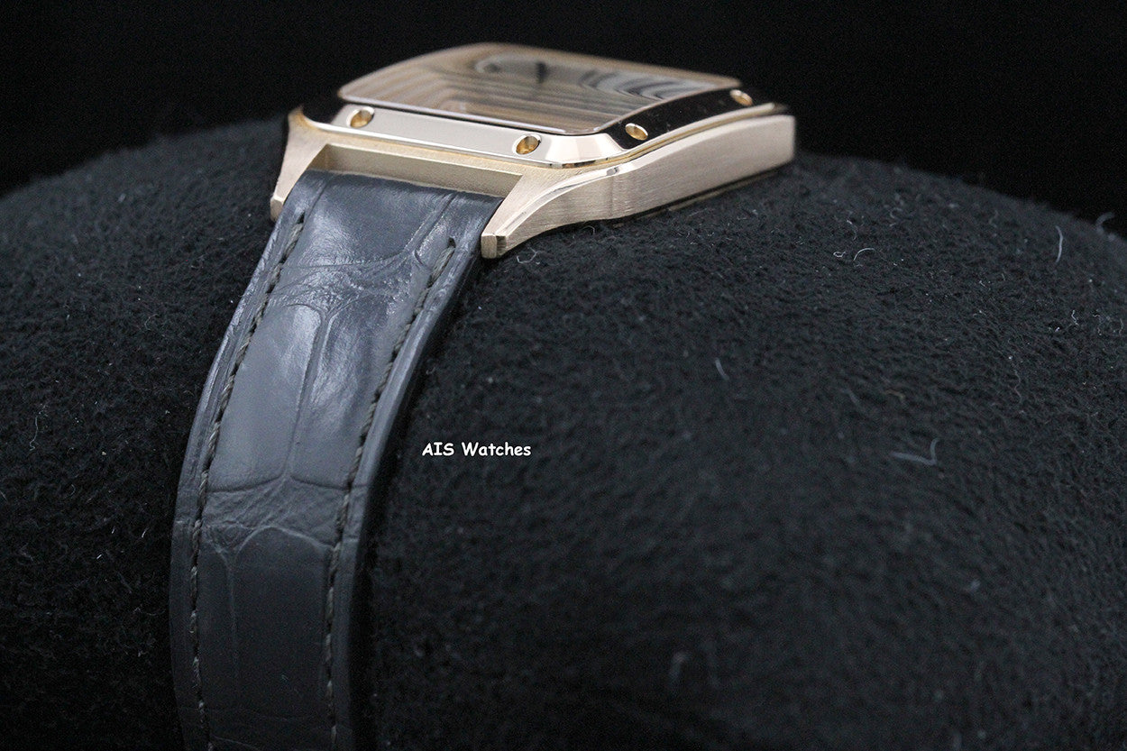 Cartier Santos Dumont Small WGSA0022 18K RG 38MM x 27.5MM Silver Dial Box & Paper
