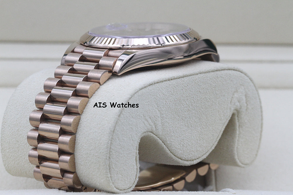 Rolex 228235 DayDate 40MM DD40 Rose Gold Chocolate Baguette Diamond Dial B&P