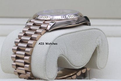 Rolex 228235 DayDate 40MM DD40 Rose Gold Chocolate Baguette Diamond Dial B&P