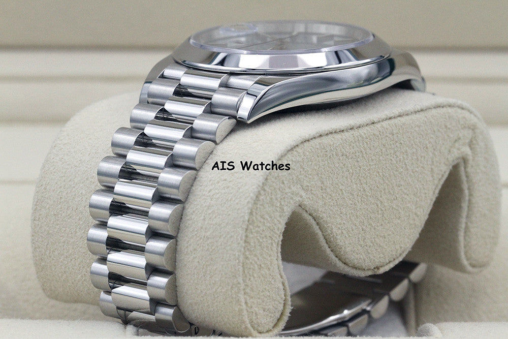 Rolex 228206 Platinum DayDate 40MM DD40 Ice Blue Diagonal Motif Dial B&P