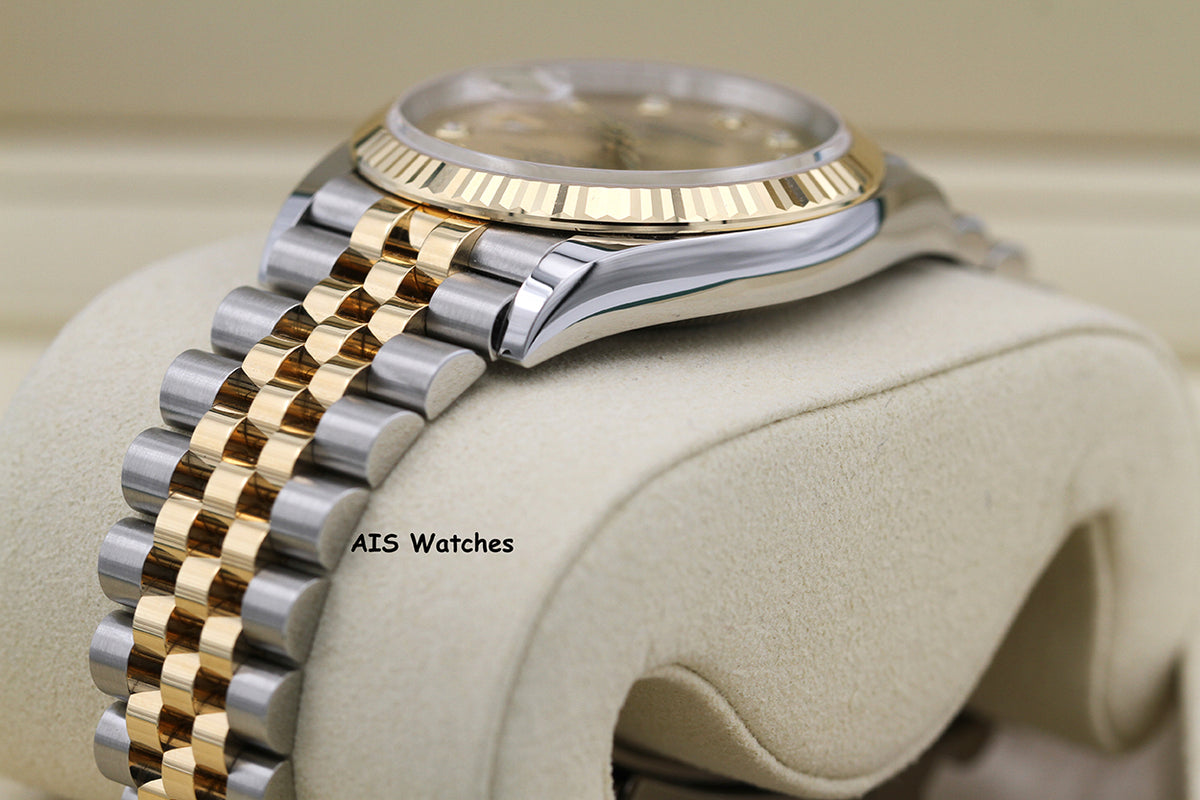 BNIB Rolex 126233 DateJust 36MM 18K YG/SS Champagne Diamond Dial Jubilee Bracelet B&P