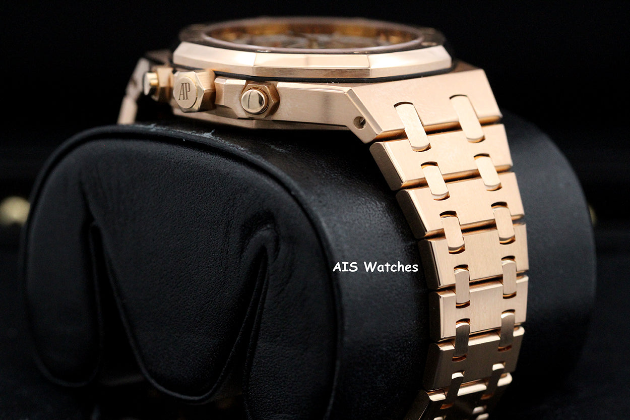 Audemars Piguet 26315OR Royal Oak Chronograph Pink Gold Silver Dial 38MM Box & Papers