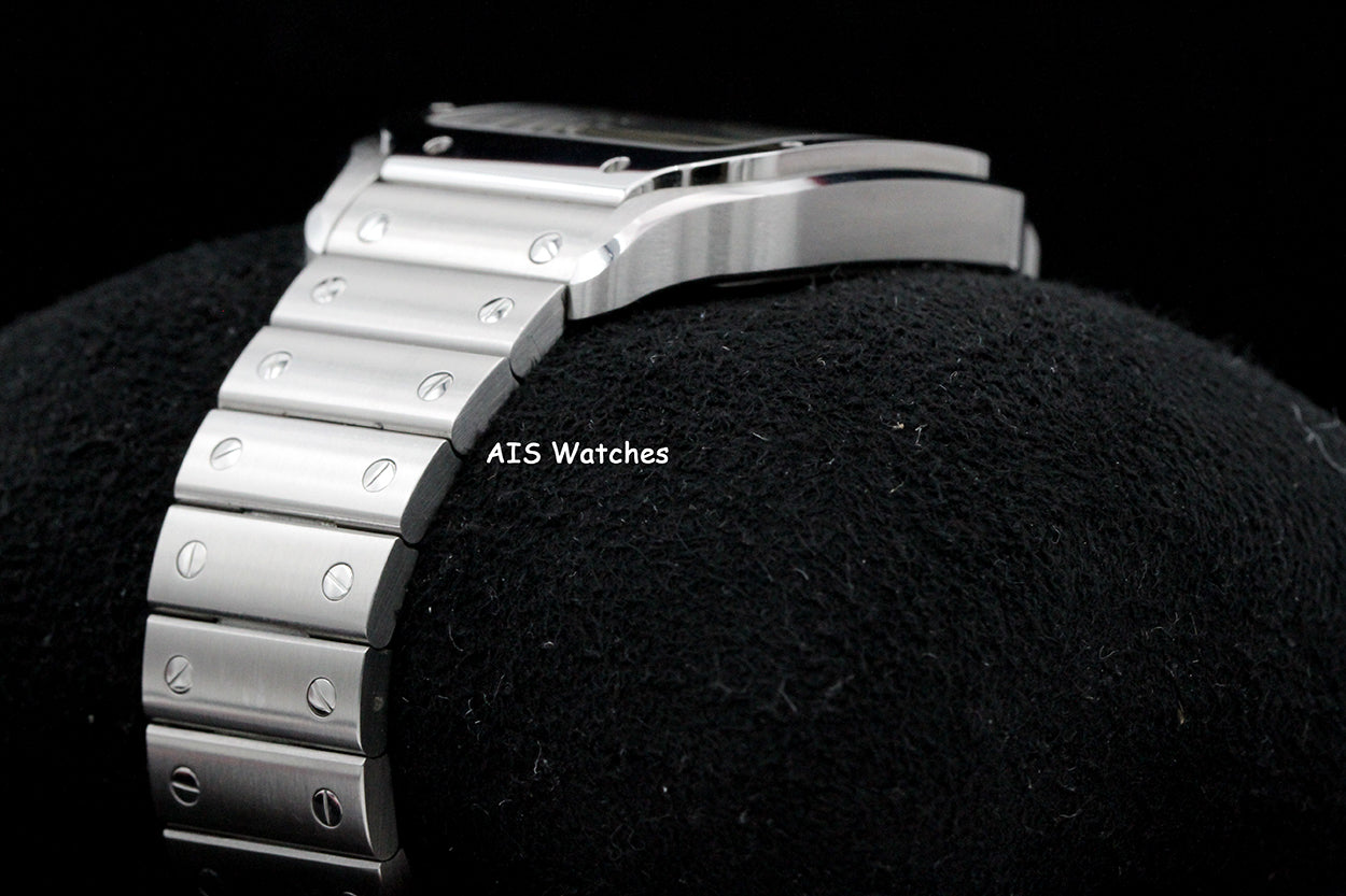 Cartier Santos De Cartier Large Steel WSSA0076 Dual Time GMT Grey Dial Box & Papers