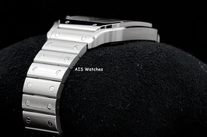 Cartier Santos De Cartier Large Steel WSSA0076 Dual Time GMT Grey Dial Box & Papers