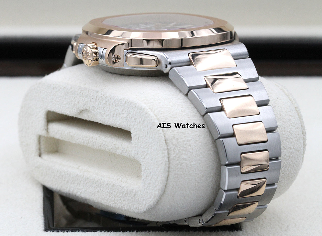 Patek Philippe Nautilus 5980/1AR Chronograph 18K Rose Gold / Stainless Steel Blue Dial Box & Papers