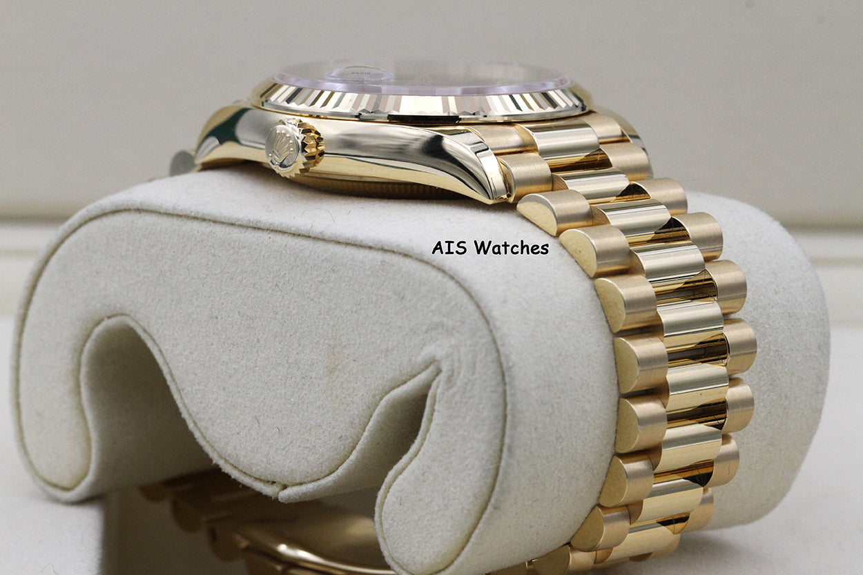 BNIB Rolex 128238 DayDate 36MM DD36 Yellow Gold Green Ombre Roman Dial B&P
