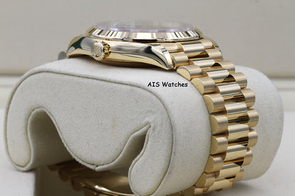 BNIB Rolex 128238 DayDate 36MM DD36 Yellow Gold Green Ombre Roman Dial B&P
