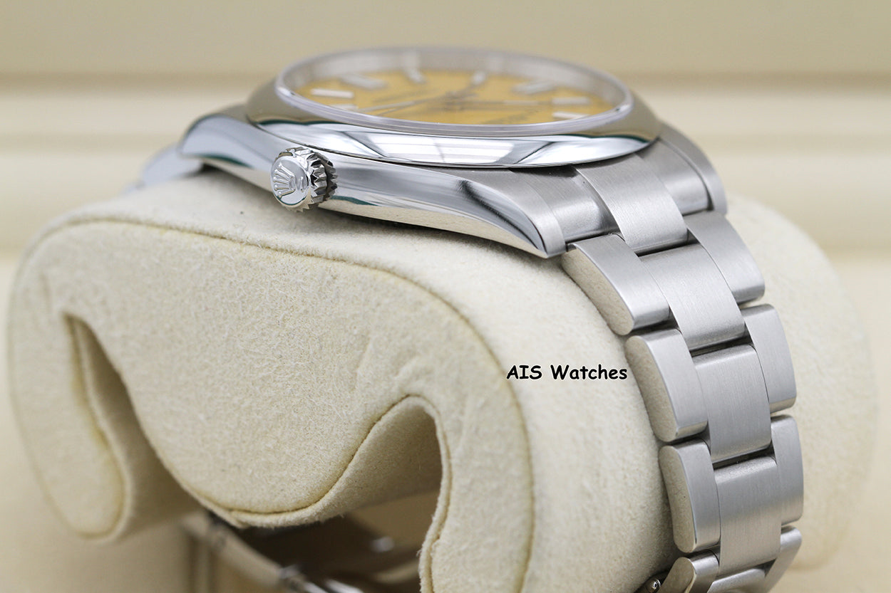 Rolex 124300 Oyster Perpetual 41 MM Yellow Dial 2022 Box & Papers
