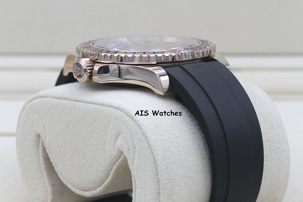 Rolex Yachtmaster 116695SATS Gem Set Bezel Everose Gold OysterFlex Strap B&P