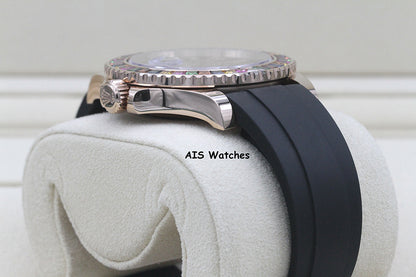 Rolex Yachtmaster 116695SATS Gem Set Bezel Everose Gold OysterFlex Strap B&P