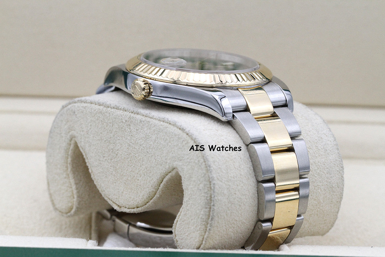 Rolex 116333 DateJust II 18K YG/SS Slate Roman Wimbledon Dial Oyster Box & Papers