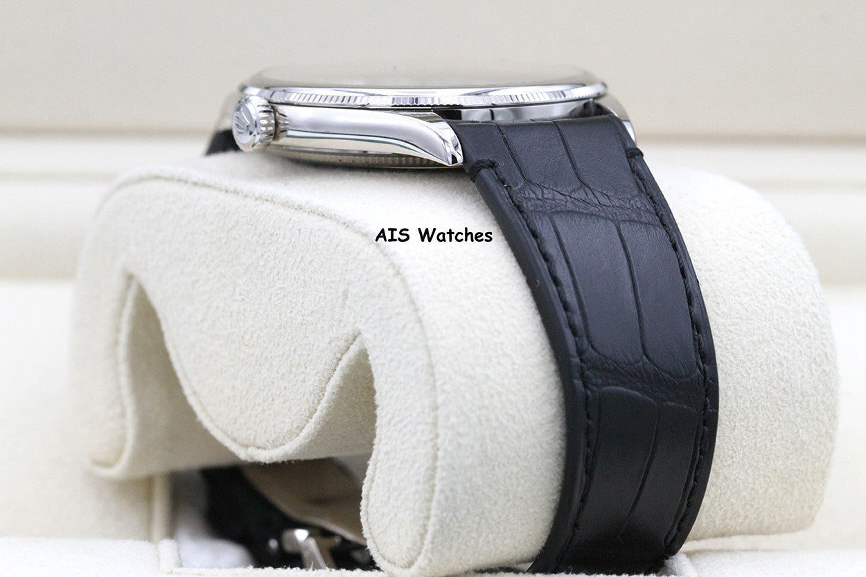 BNIB Rolex 52509 Perpetual 1908 18K White Gold Black Dial Leather Strap 39MM BP