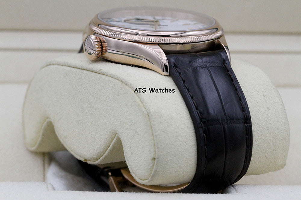 Rolex 50535 Cellini Moonphase 18K Everose Gold 39MM White Lacquer Dial BP
