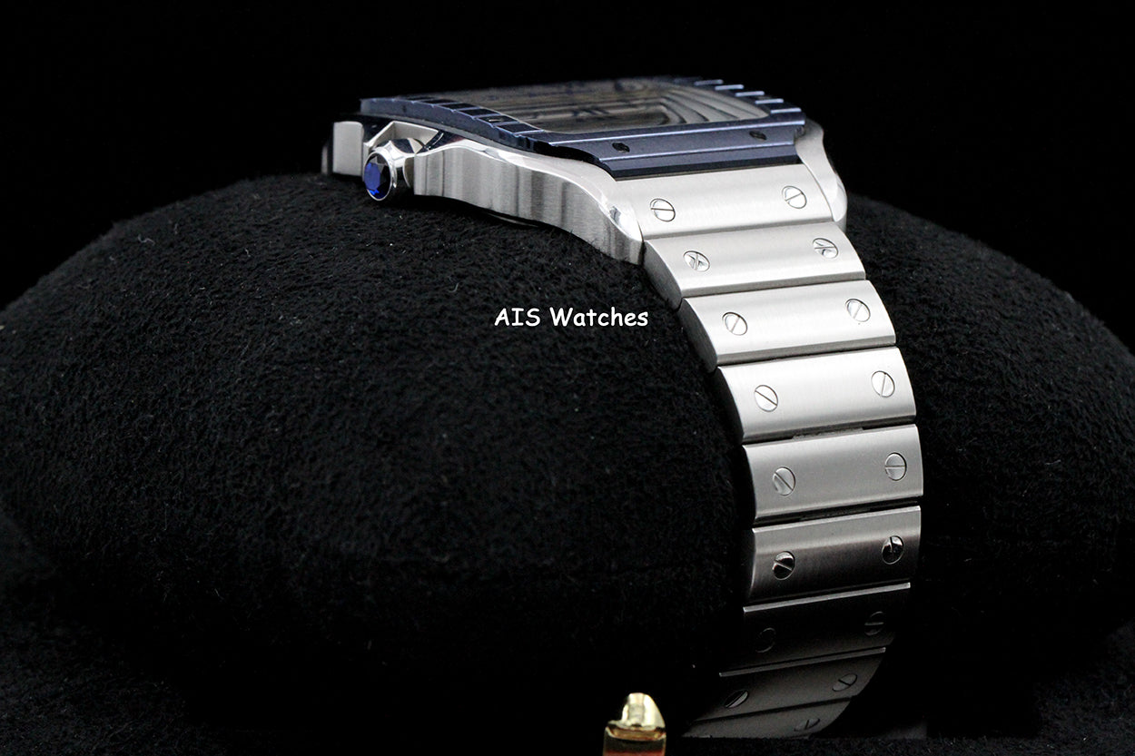 Cartier Santos De Cartier Large Steel WSSA0047 Blue PVD Bezel/White Dial 41MM Box&Papers