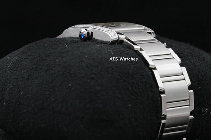 Cartier Tank Francaise W4TA0009 Medium Diamond Bezel Quartz Silver Dial B&P